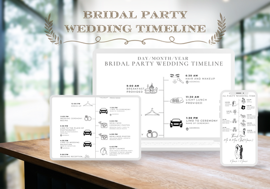 Bridal Party Wedding Timeline Digital Template